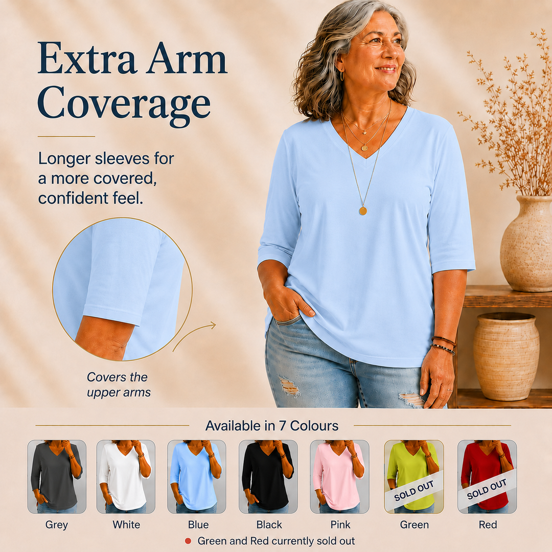 Veronica |  Comfort Coverage Tee V-neck (S - 2XL)