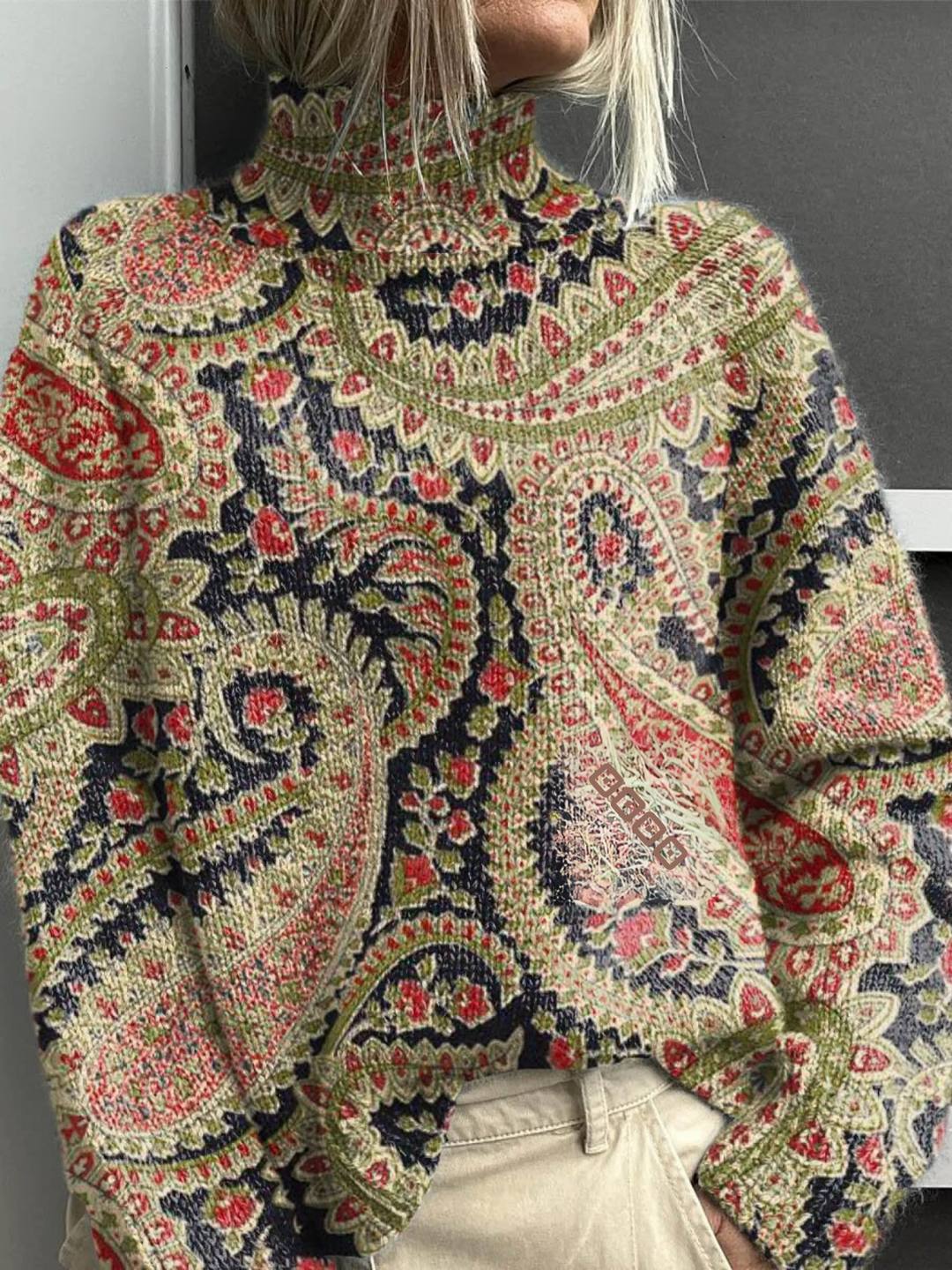 FRANCES | VINTAGE FLORAL TURTLENECK SWEATER