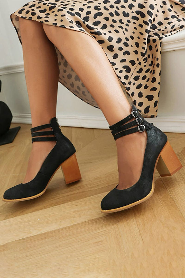 Ariana |  Triple Buckle Heels