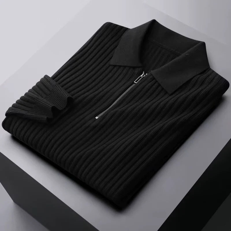 Dennis™ Ribbed Quarter-Zip Polo Sweater