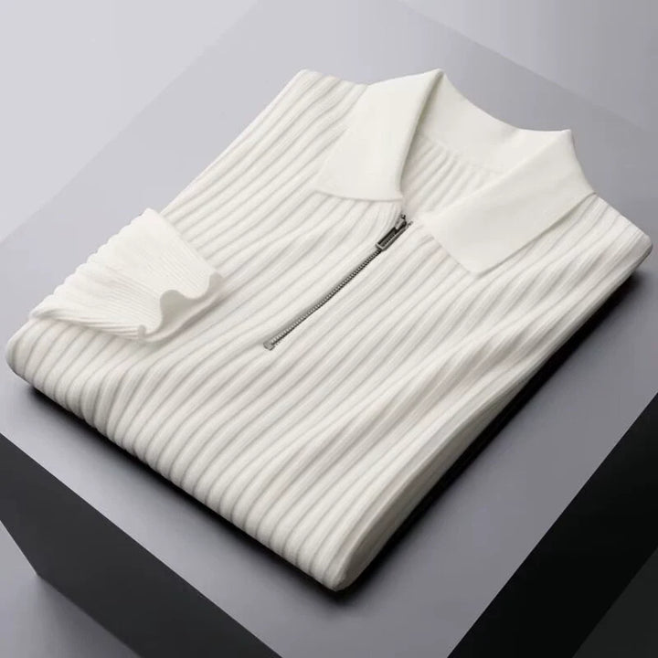 Dennis™ Ribbed Quarter-Zip Polo Sweater