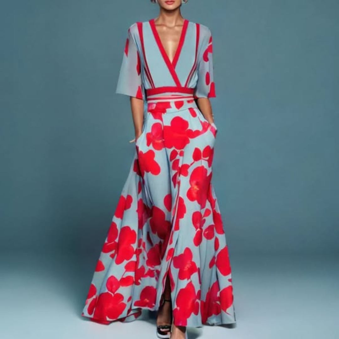 Hazel -  Elegant Floral Wrap Dress