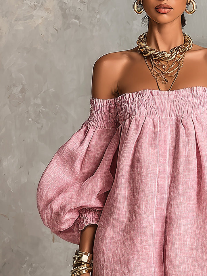 Whitney | Off-Shoulder Lantern-Sleeve Mini Dress