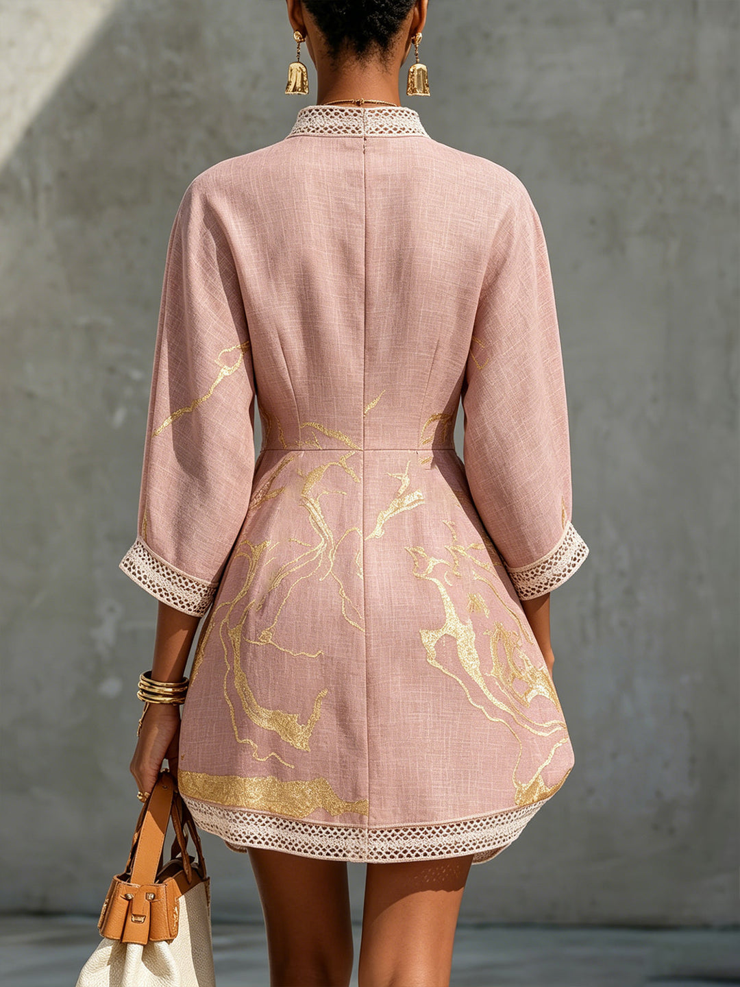 Lottie | Gilded Lace-Trim Mini Dress