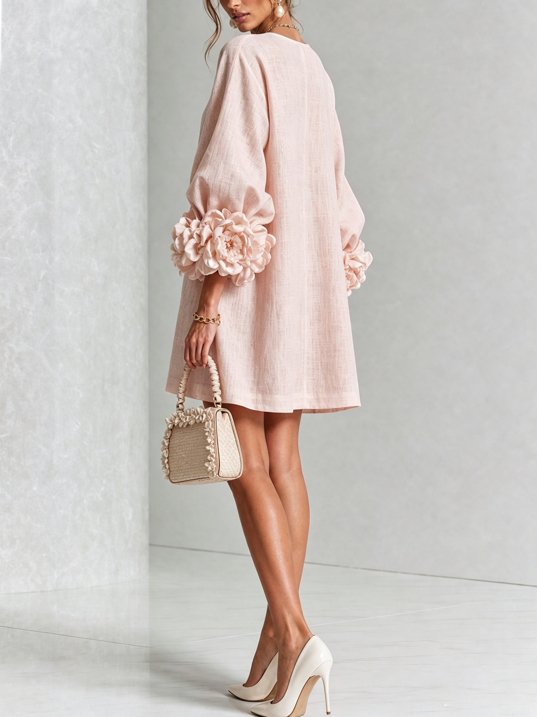 Arabella | Floral-Cuff Mini Dress