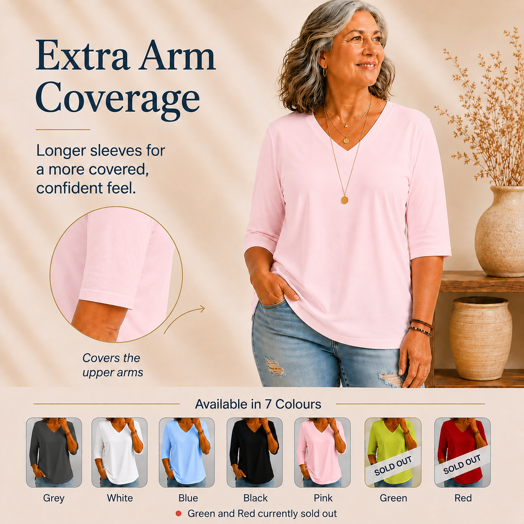Veronica |  Comfort Coverage Tee V-neck (S - 2XL)