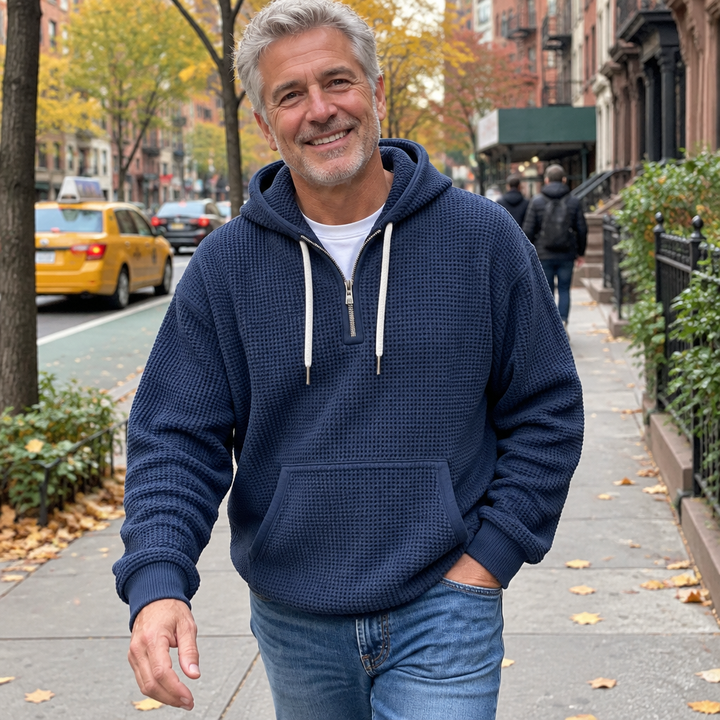 Caleb™ Waffle Knit Quarter-Zip Hoodie