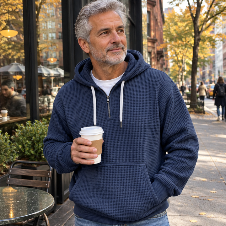 Caleb™ Waffle Knit Quarter-Zip Hoodie