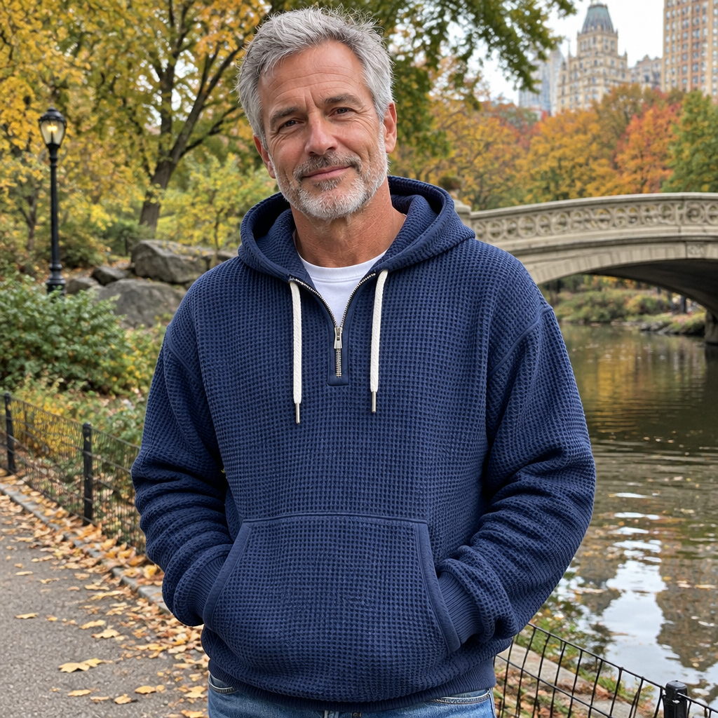 Caleb™ Waffle Knit Quarter-Zip Hoodie