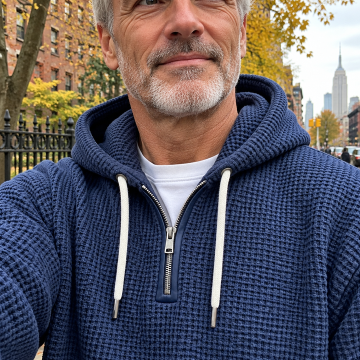 Caleb™ Waffle Knit Quarter-Zip Hoodie