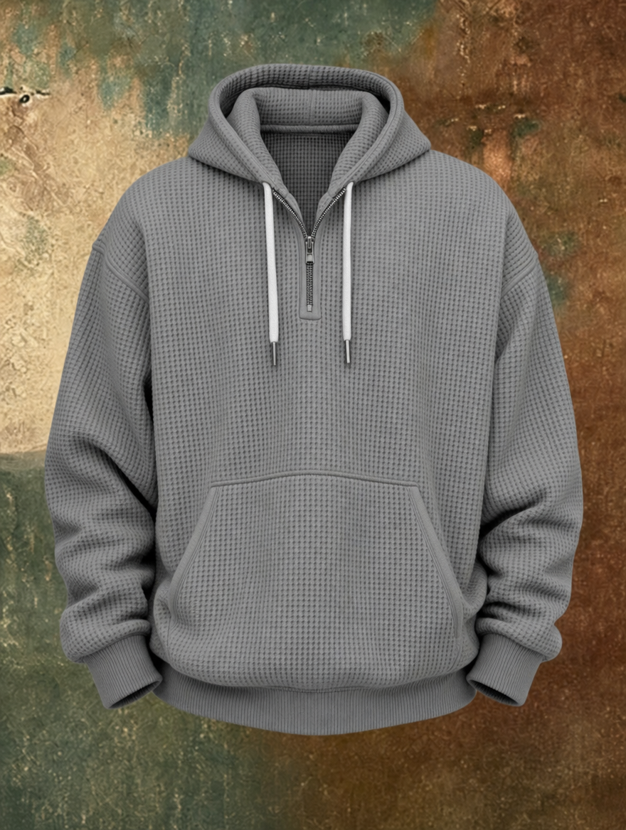 Caleb™ Waffle Knit Quarter-Zip Hoodie