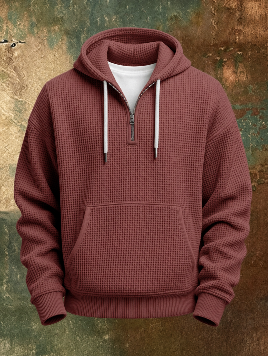 Caleb™ Waffle Knit Quarter-Zip Hoodie