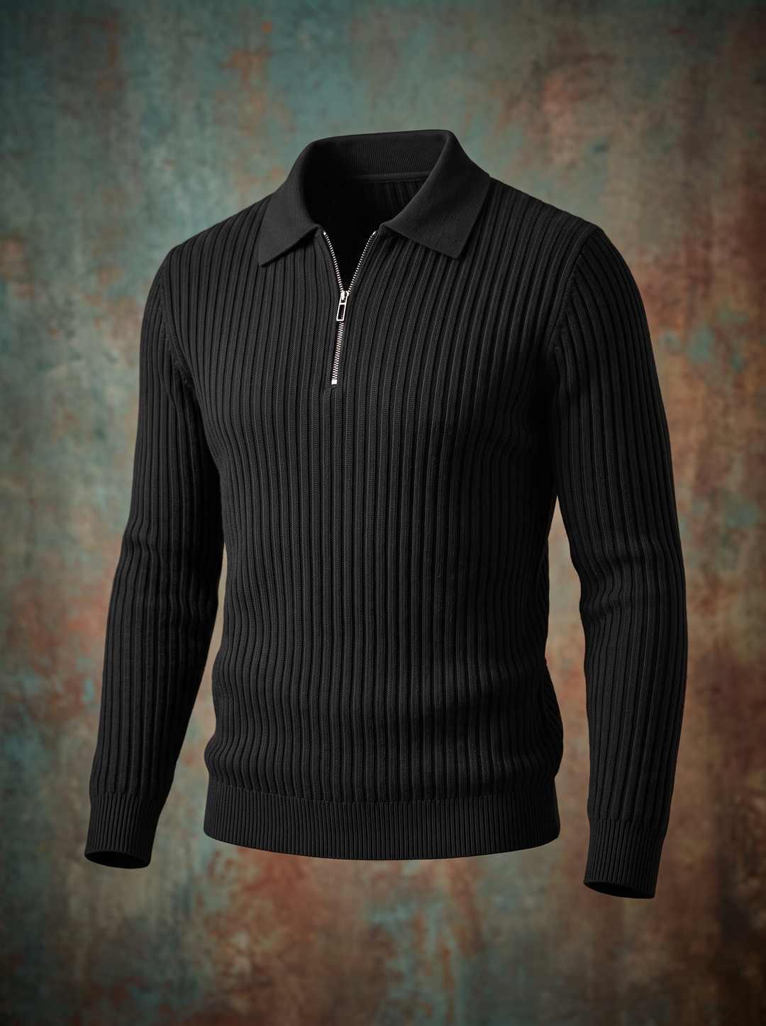 Dennis™ Ribbed Quarter-Zip Polo Sweater