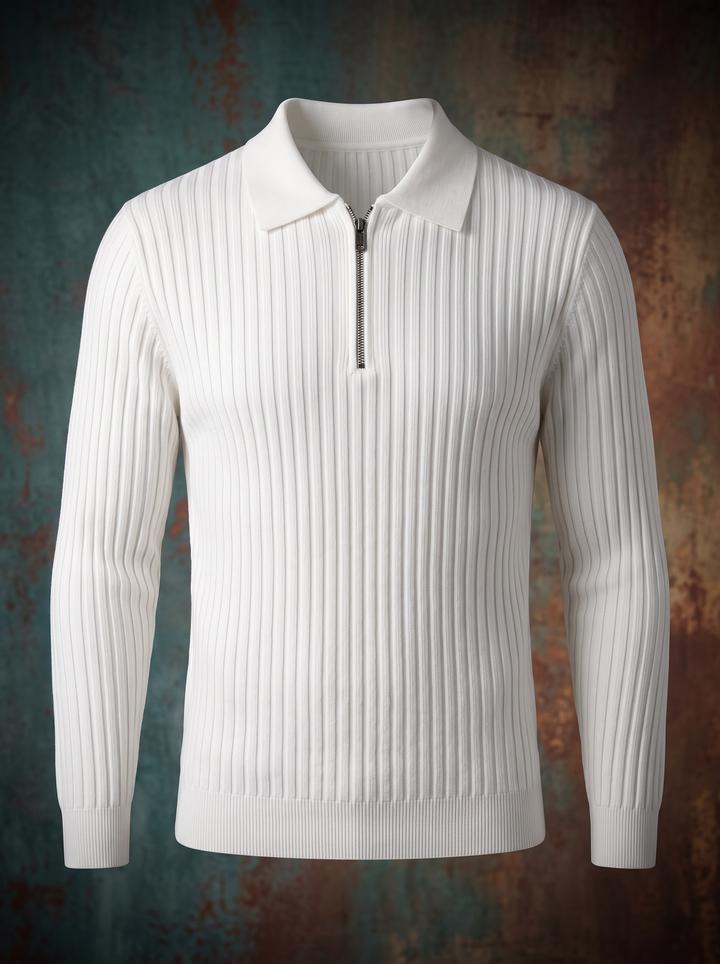 Dennis™ Ribbed Quarter-Zip Polo Sweater