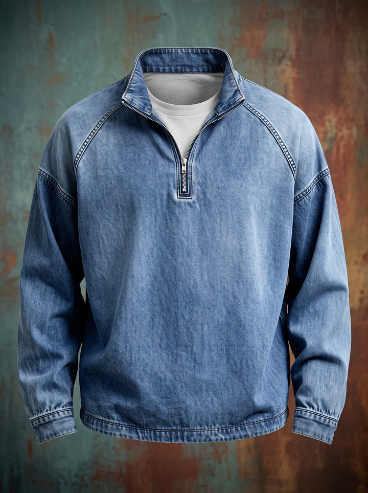 Dalton™ Washed Denim Quarter-Zip Pullover