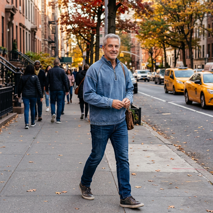 Dalton™ Washed Denim Quarter-Zip Pullover