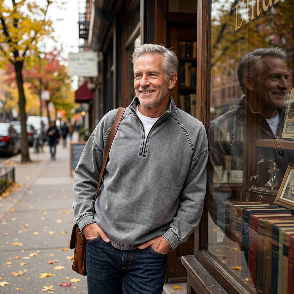 Dalton™ Washed Denim Quarter-Zip Pullover