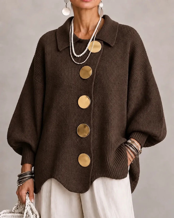 Karina - Oversized Collared Button Cardigan