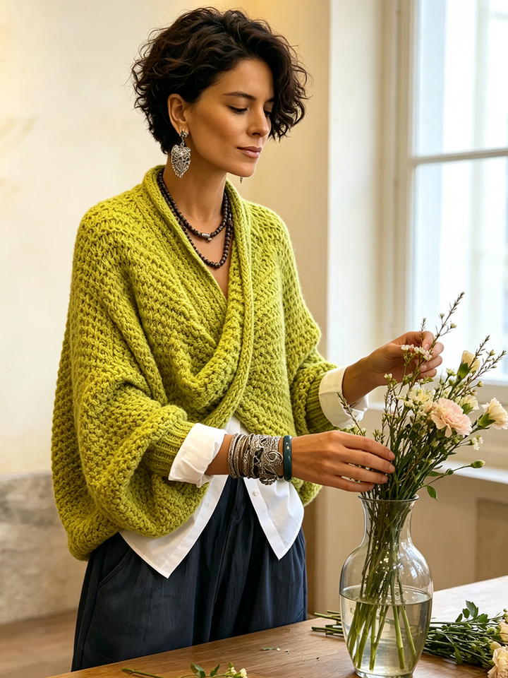 Candice | Cozy Relaxed Batwing Sleeves Crossover V-neck Sweater