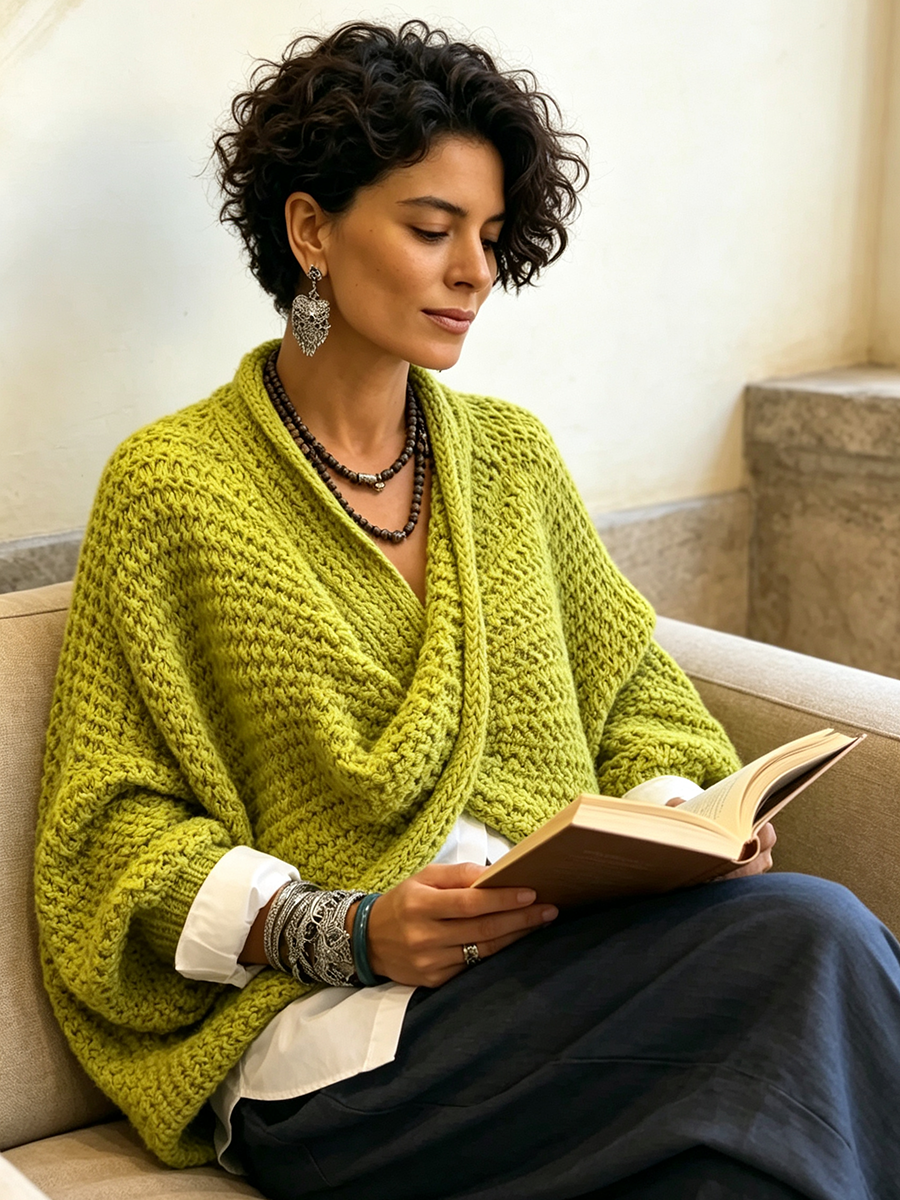 Candice | Cozy Relaxed Batwing Sleeves Crossover V-neck Sweater